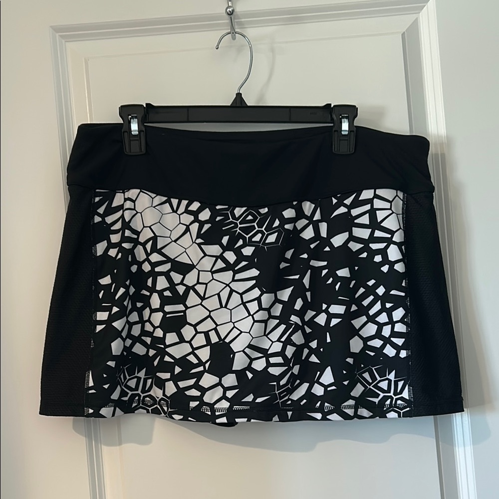 FILA Black and White Patterned Swim Skirt